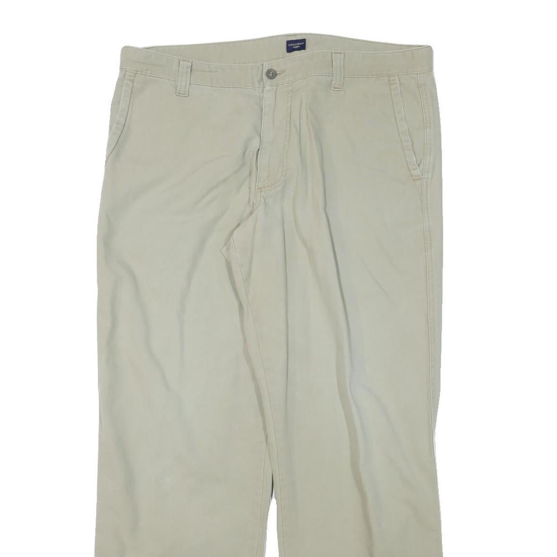 DOCKERS Mens Regular Fit Beige Cotton Blend Trousers W36 L31 Casual Zip