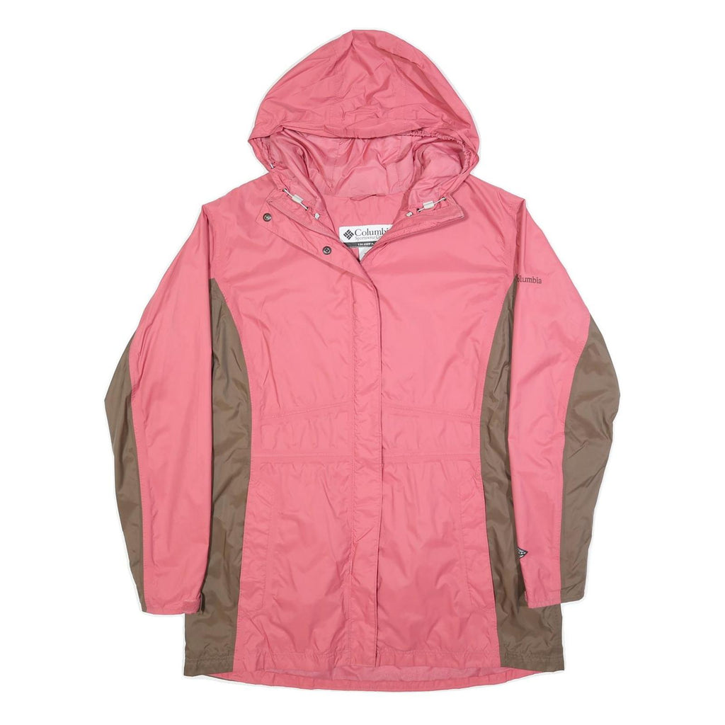 COLUMBIA Womens Pink & Brown Outdoor Jacket XL Nylon Colourblock Hooded Zip