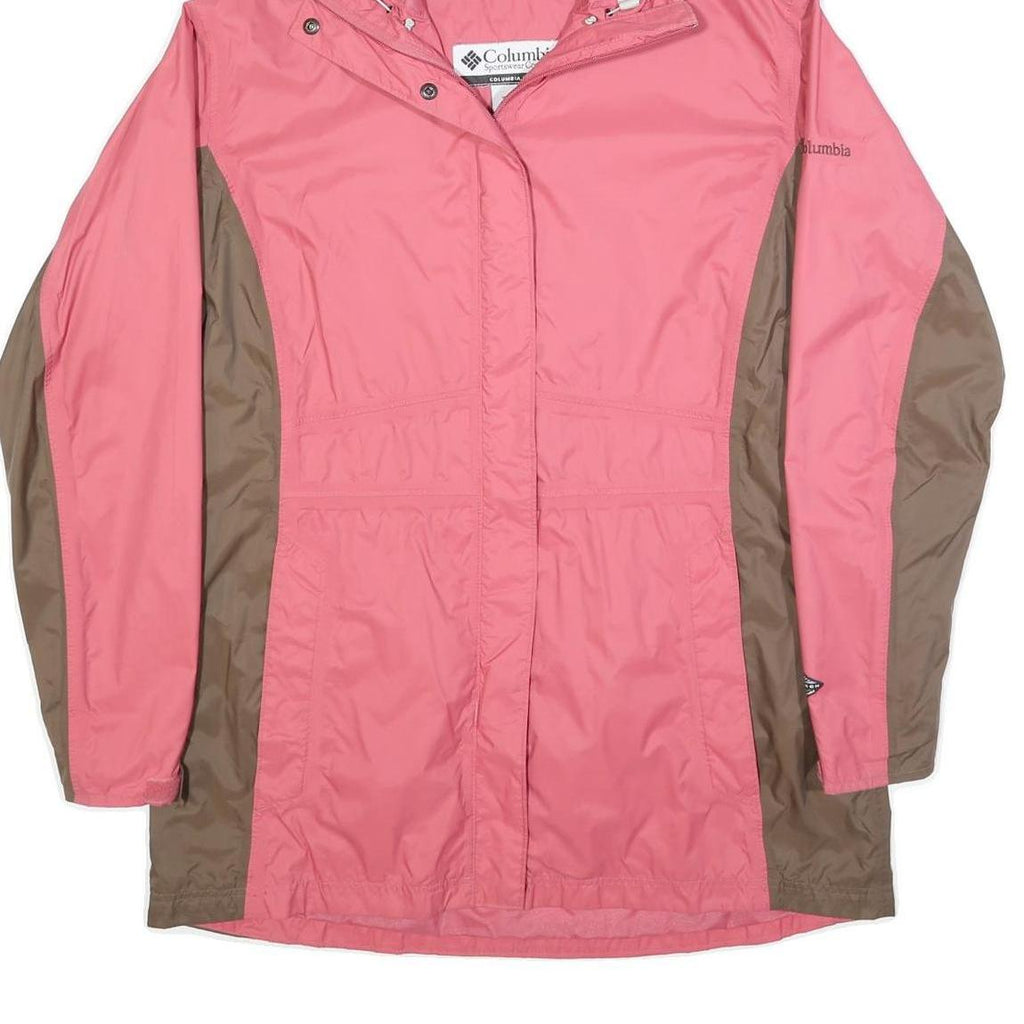COLUMBIA Womens Pink & Brown Outdoor Jacket XL Nylon Colourblock Hooded Zip