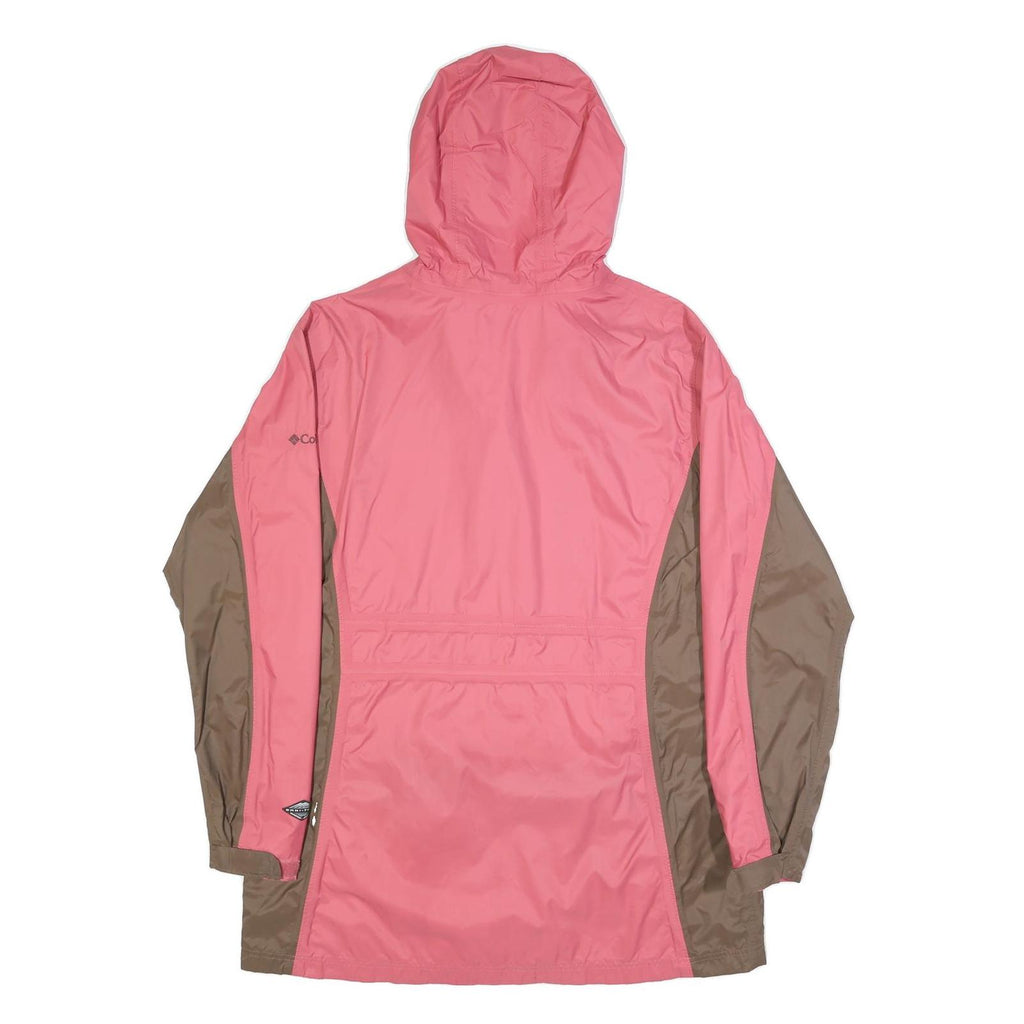COLUMBIA Womens Pink & Brown Outdoor Jacket XL Nylon Colourblock Hooded Zip