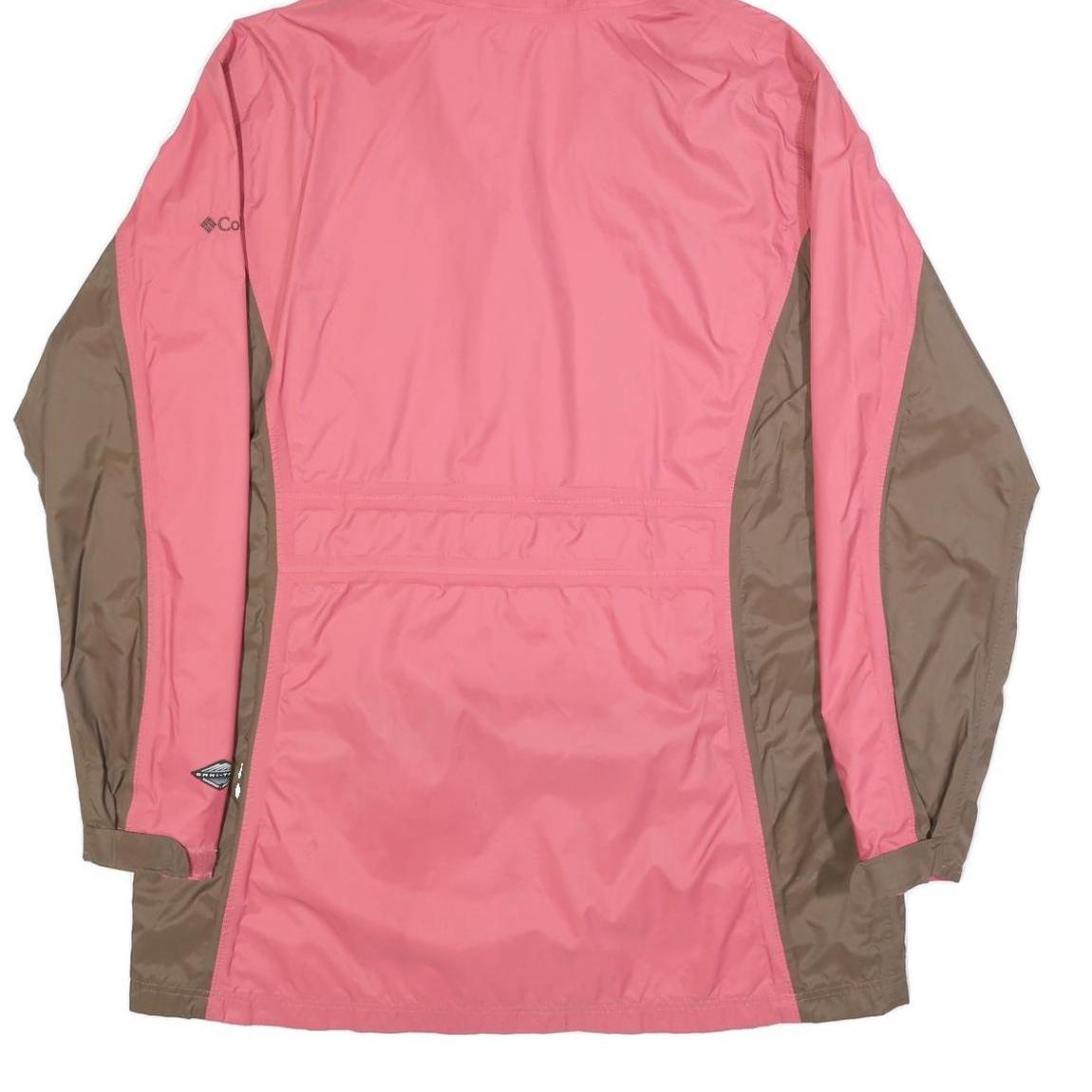 COLUMBIA Womens Pink & Brown Outdoor Jacket XL Nylon Colourblock Hooded Zip