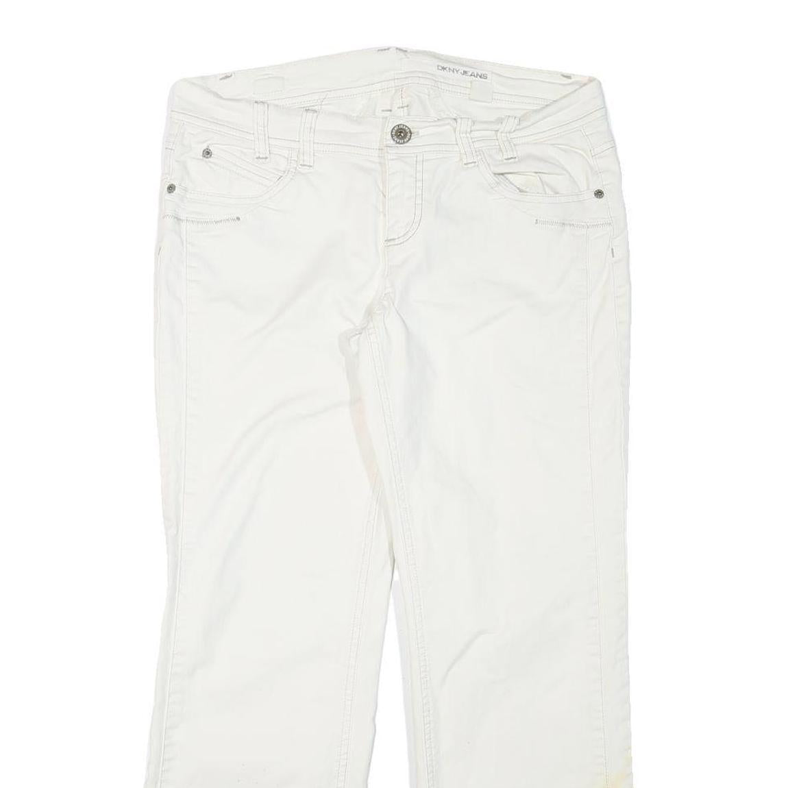 DKNY Womens Jeans White Regular Straight Denim W33 L28 Zip Cotton Blend