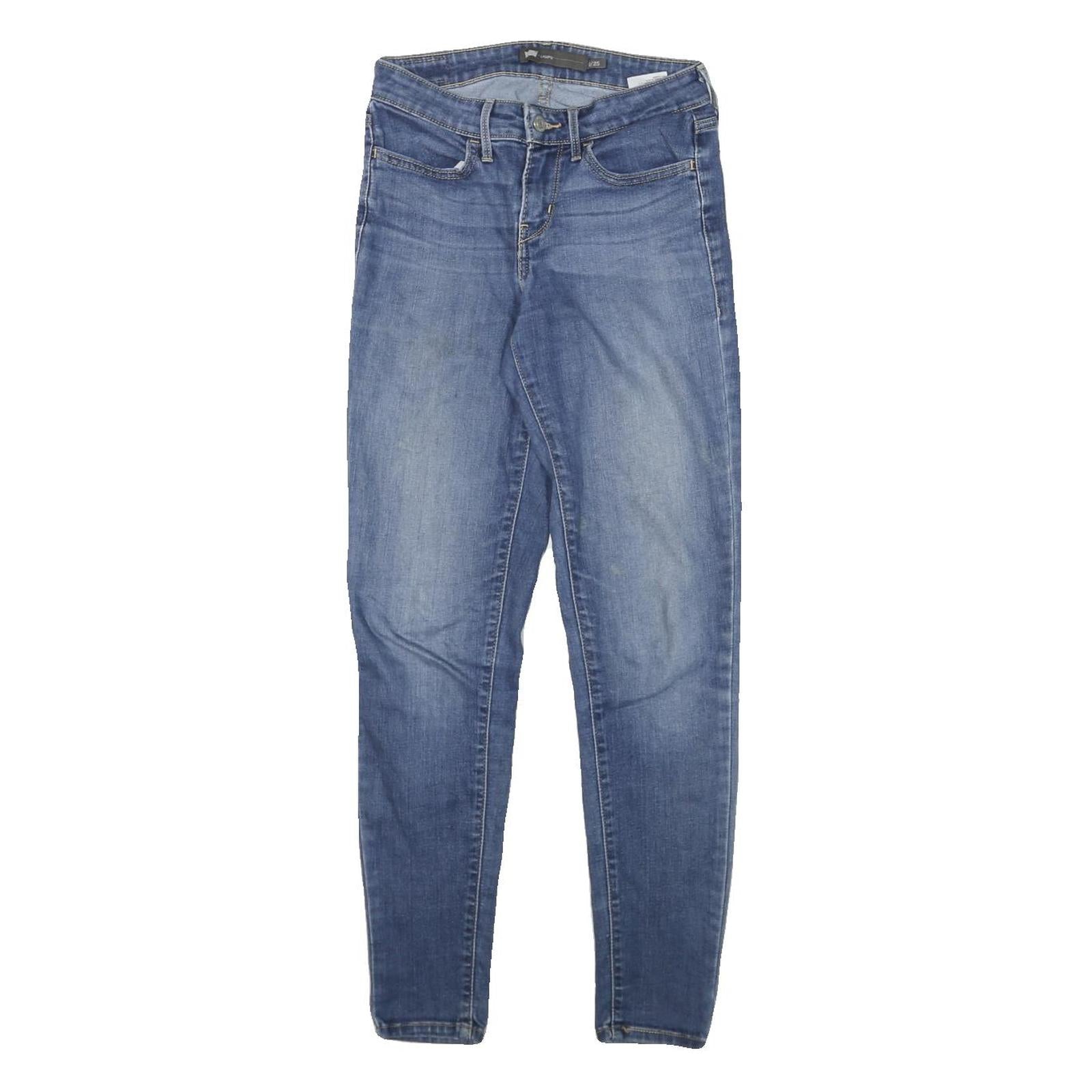 LEVI'S Womens Slim Blue Denim Light Wash Jeans W26 L28 Zip Pockets