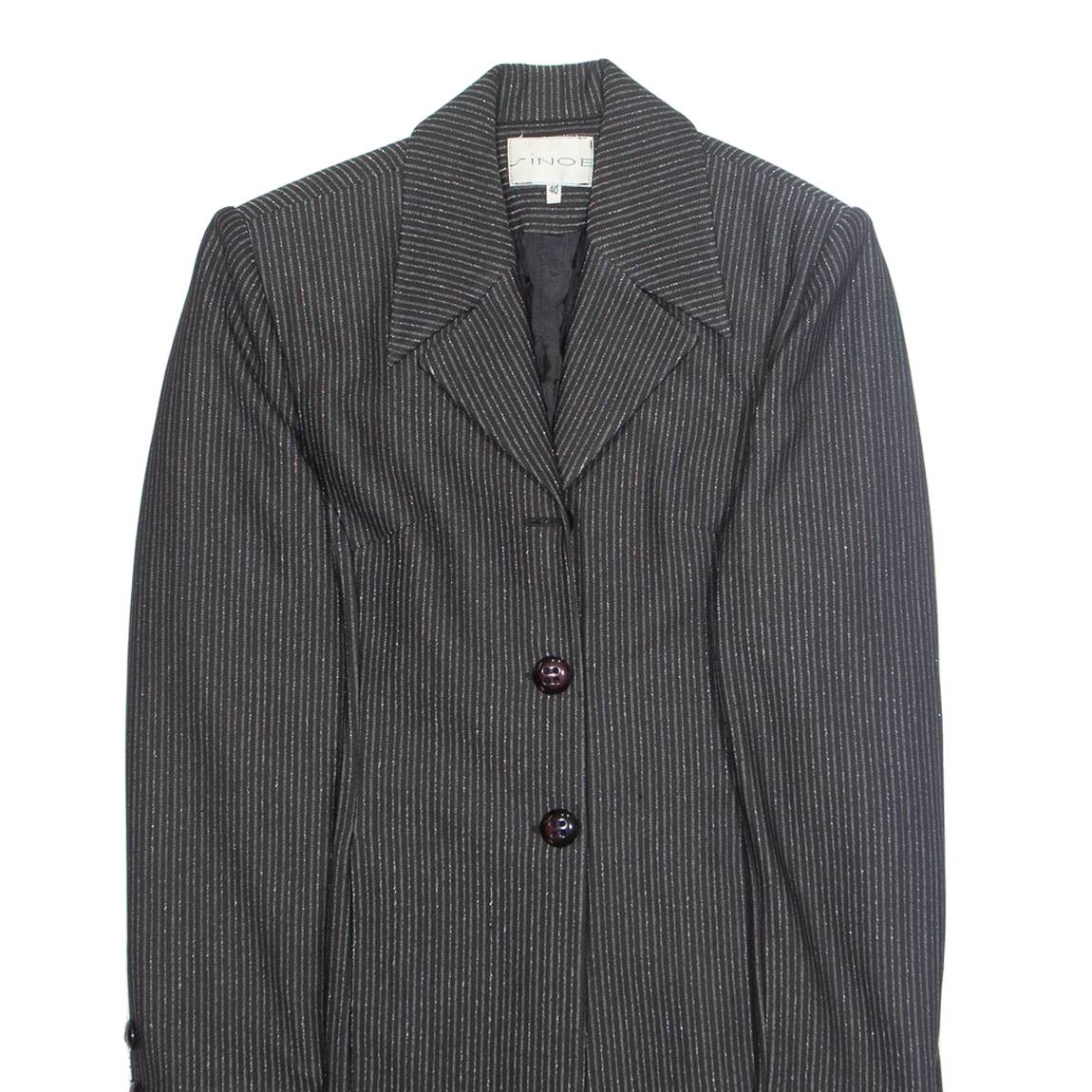 SINOE Womens Blazer Jacket Black Striped L