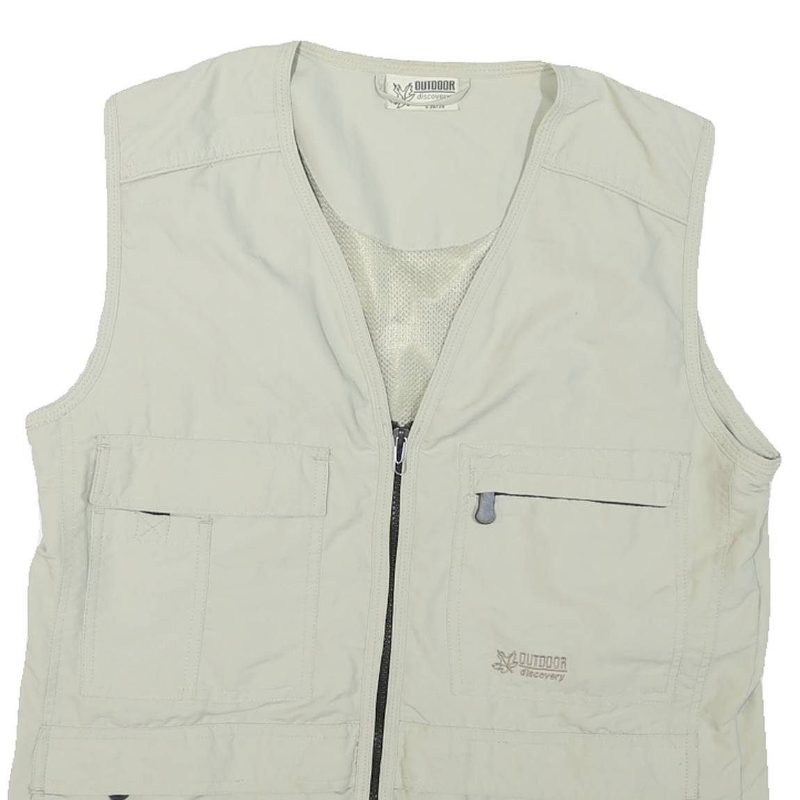 Mens Cream Outdoor Discovery Zip Jacket S Polyester Blend Lightweight Sleeveless