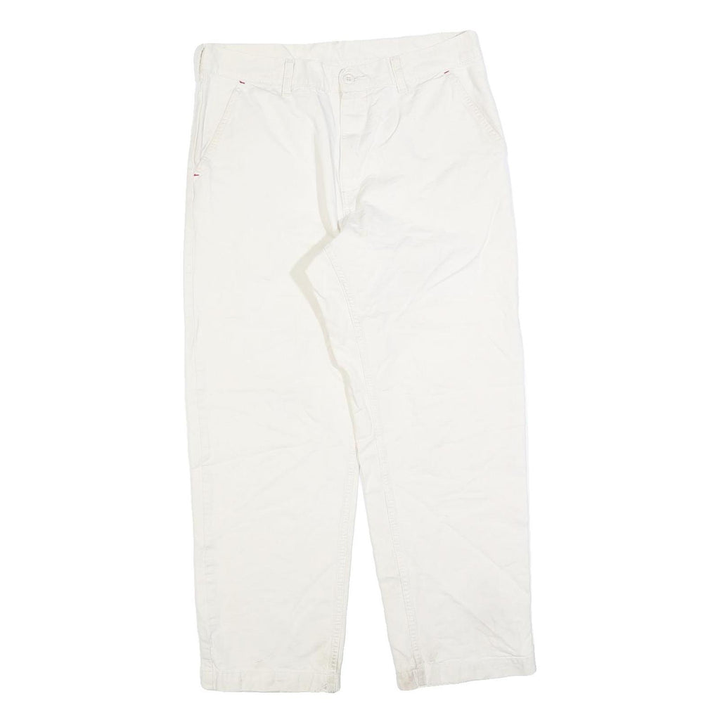 CARHARTT Mens Jeans White Regular Straight Denim W34 L28 Workwear Durable Zip