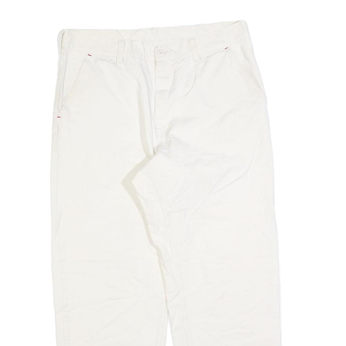 CARHARTT Mens Jeans White Regular Straight Denim W34 L28 Workwear Durable Zip