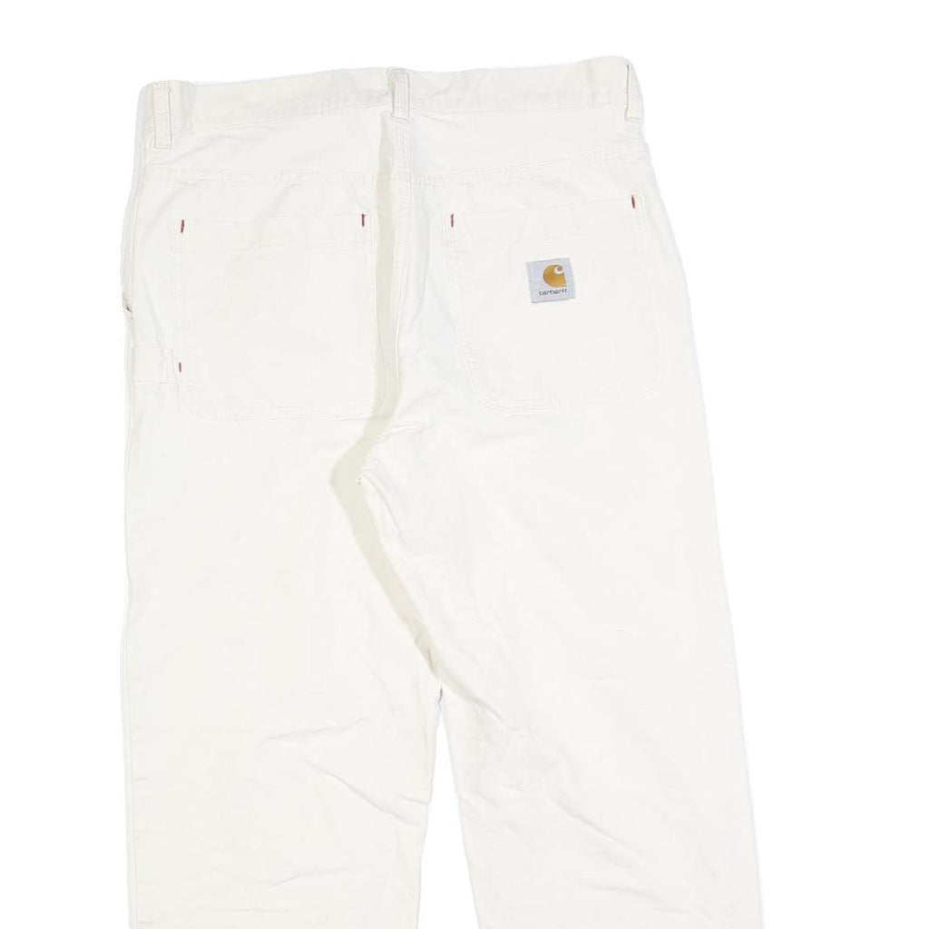 CARHARTT Mens Jeans White Regular Straight Denim W34 L28 Workwear Durable Zip