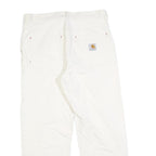 CARHARTT Mens Jeans White Regular Straight Denim W34 L28 Workwear Durable Zip