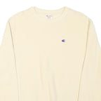 CHAMPION Mens Cream Crew Neck S Cotton Blend Pullover Sweatshirt Classic Logo