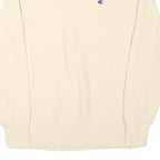 CHAMPION Mens Cream Crew Neck S Cotton Blend Pullover Sweatshirt Classic Logo