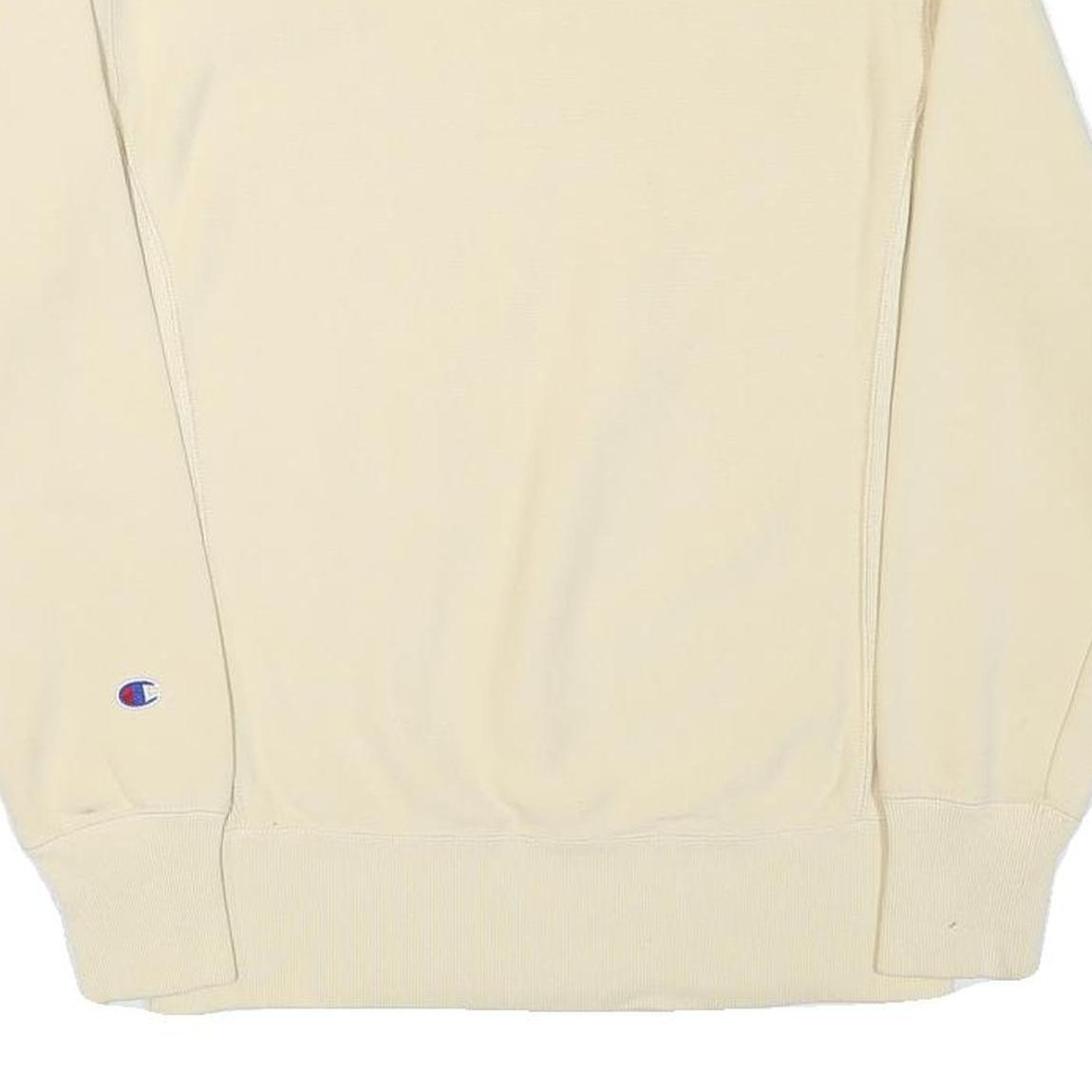 CHAMPION Mens Cream Crew Neck S Cotton Blend Pullover Sweatshirt Classic Logo