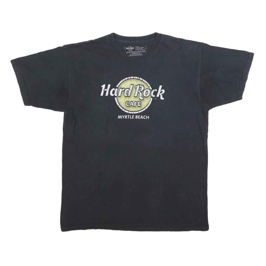 HARD ROCK CAFE Mens Black Myrtle Beach Graphic T-Shirt L Short Sleeve Crew Neck