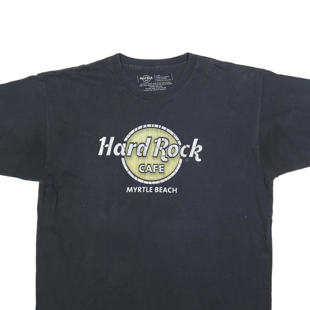 HARD ROCK CAFE Mens Black Myrtle Beach Graphic T-Shirt L Short Sleeve Crew Neck