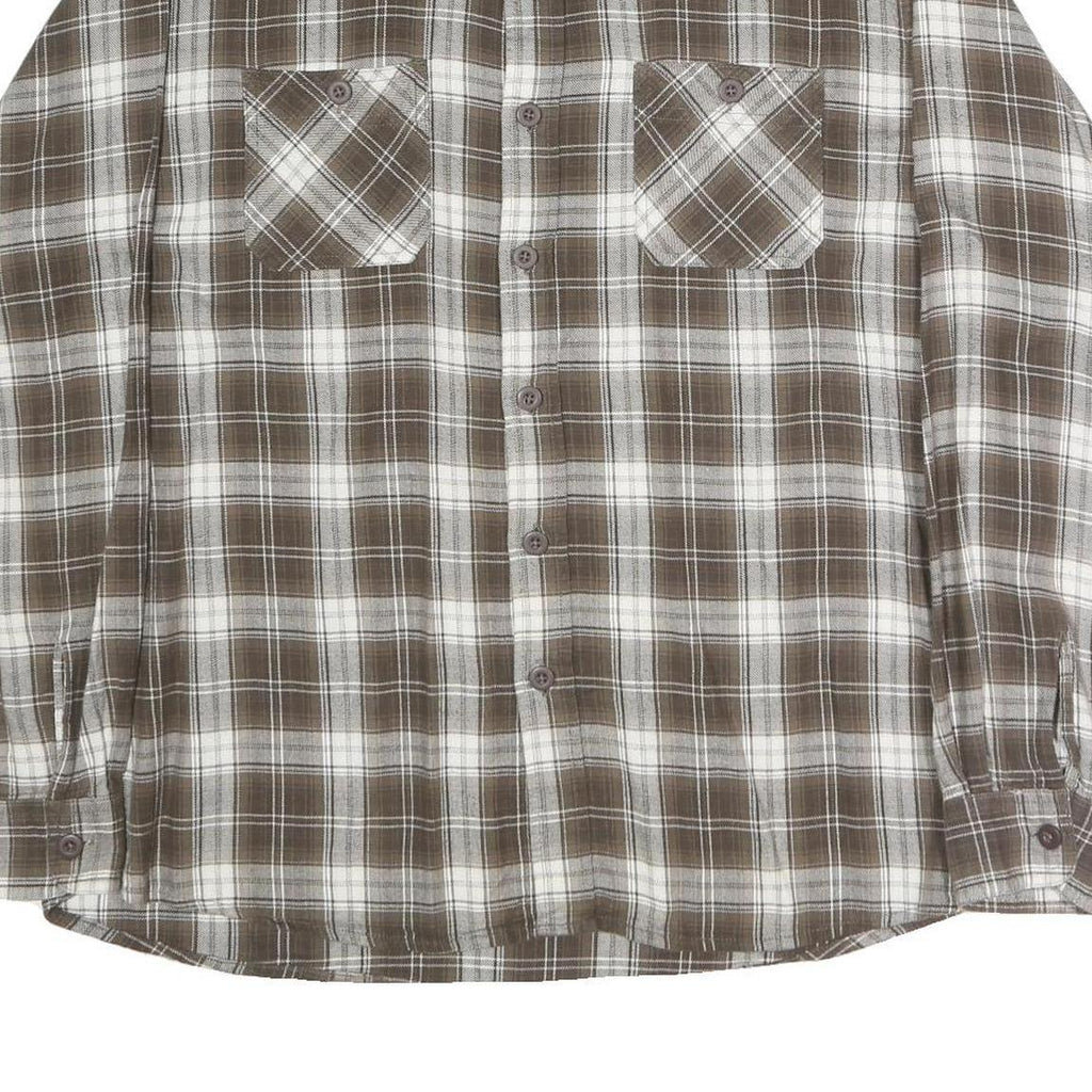 WRANGLER Mens Brown & White Check Shirt XL Cotton Casual Long Sleeve Button
