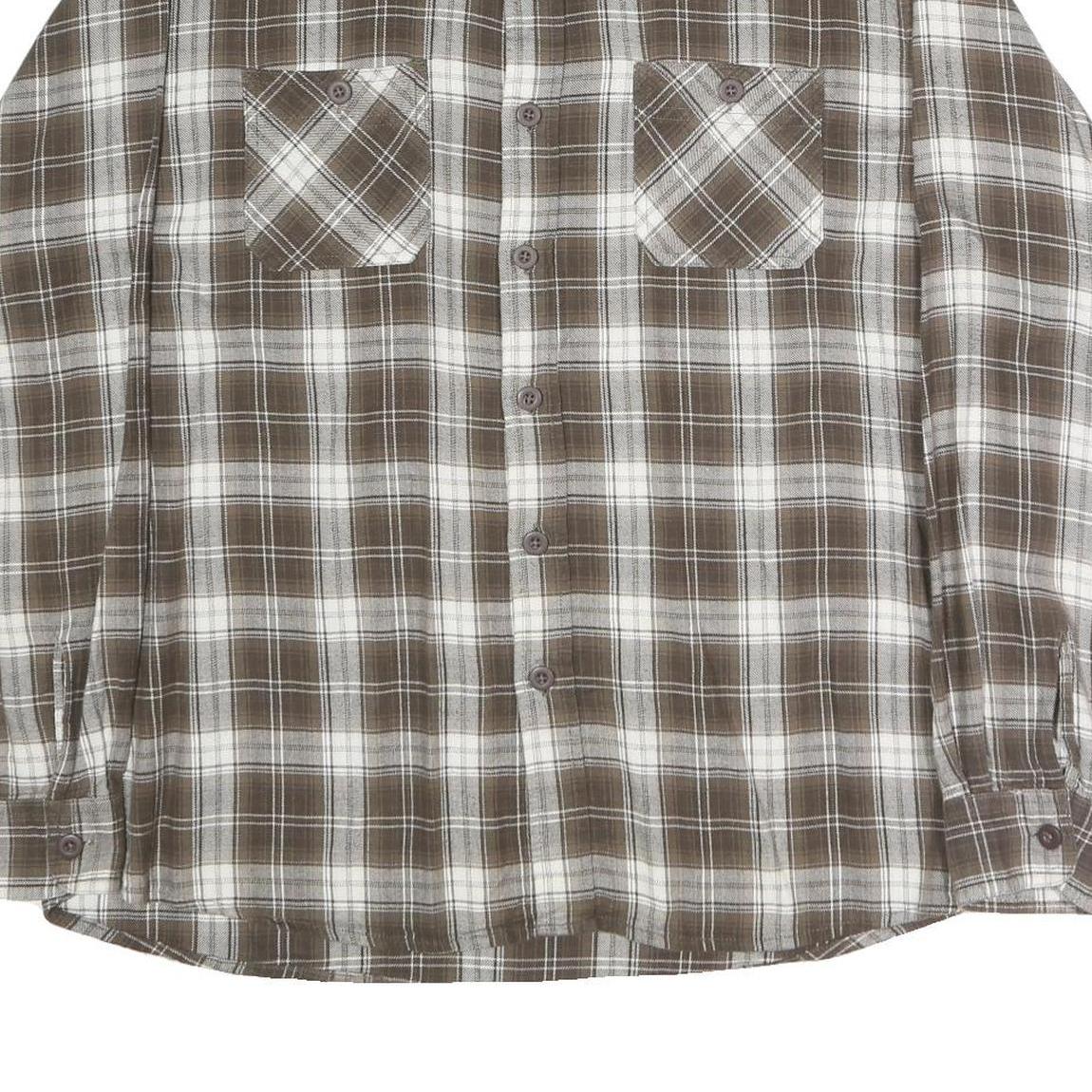 WRANGLER Mens Brown & White Check Shirt XL Cotton Casual Long Sleeve Button