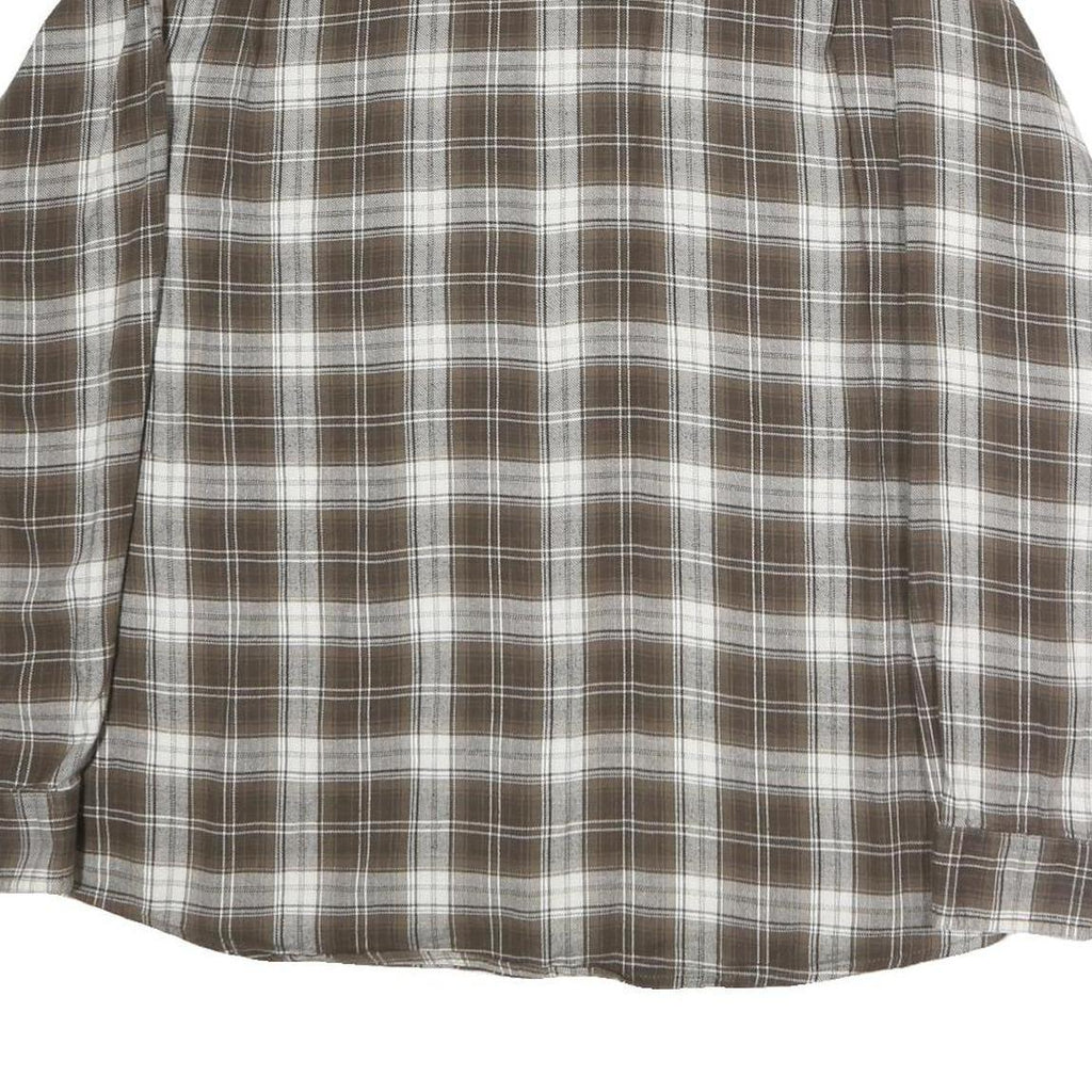WRANGLER Mens Brown & White Check Shirt XL Cotton Casual Long Sleeve Button