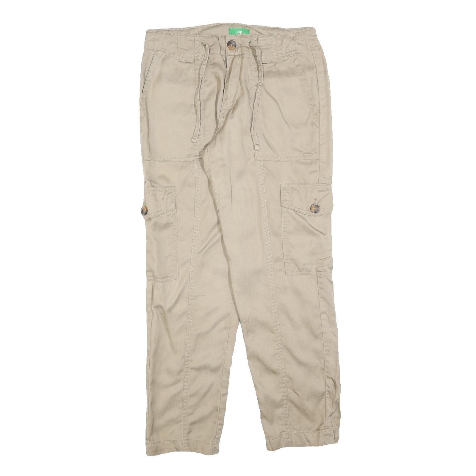 DIP Womens Beige Cotton Blend Regular Cargo Trousers W30 L28 Casual Utility Zip