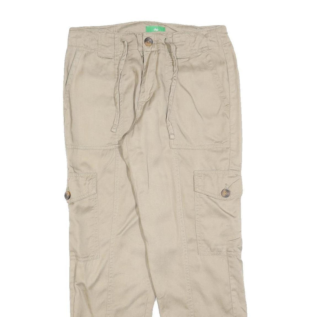DIP Womens Beige Cotton Blend Regular Cargo Trousers W30 L28 Casual Utility Zip