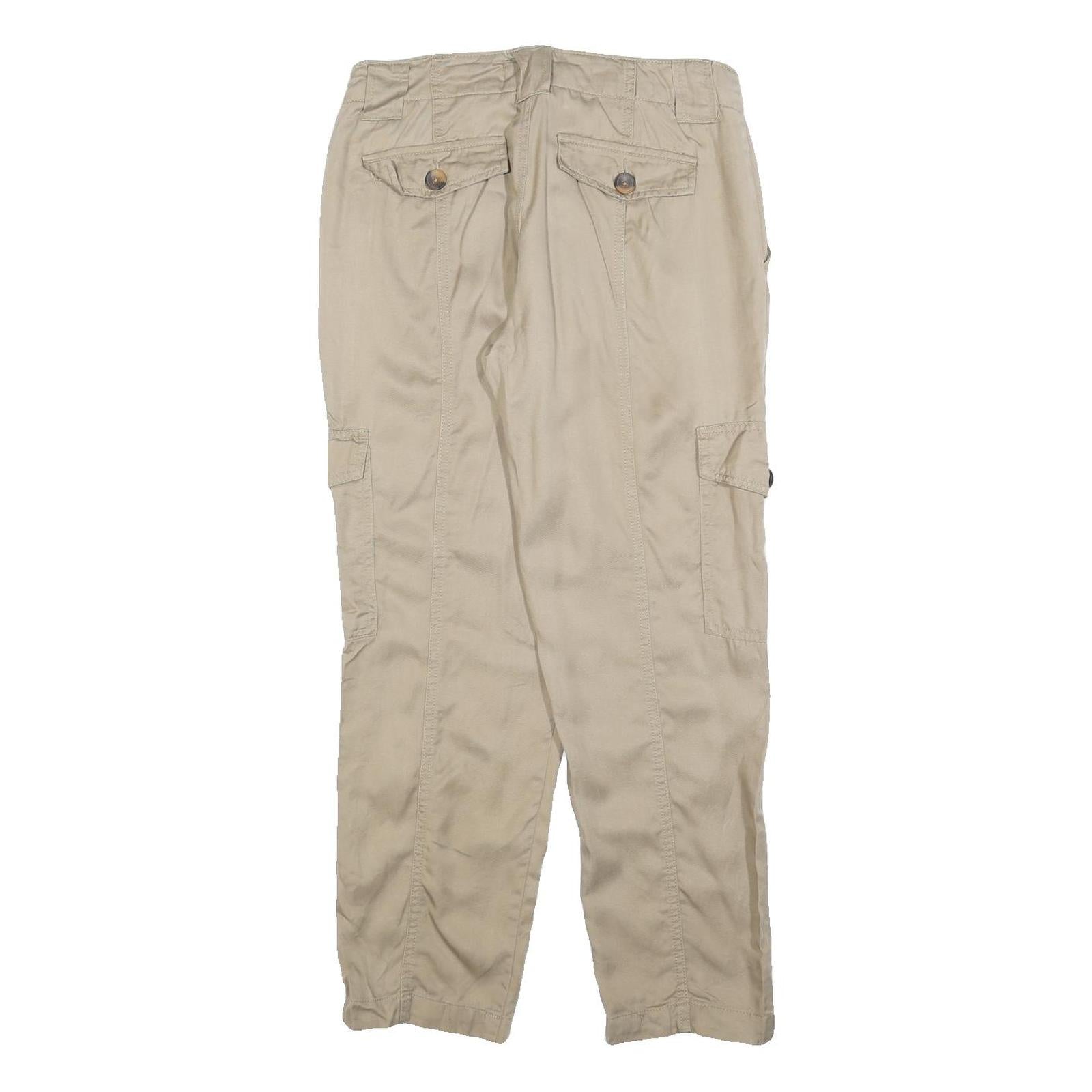 DIP Womens Beige Cotton Blend Regular Cargo Trousers W30 L28 Casual Utility Zip