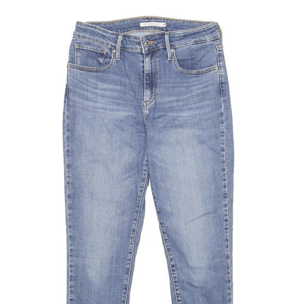 LEVI'S 721 High Rise Skinny Womens Jeans Blue Slim Denim W28 L27 Scalloped Hem