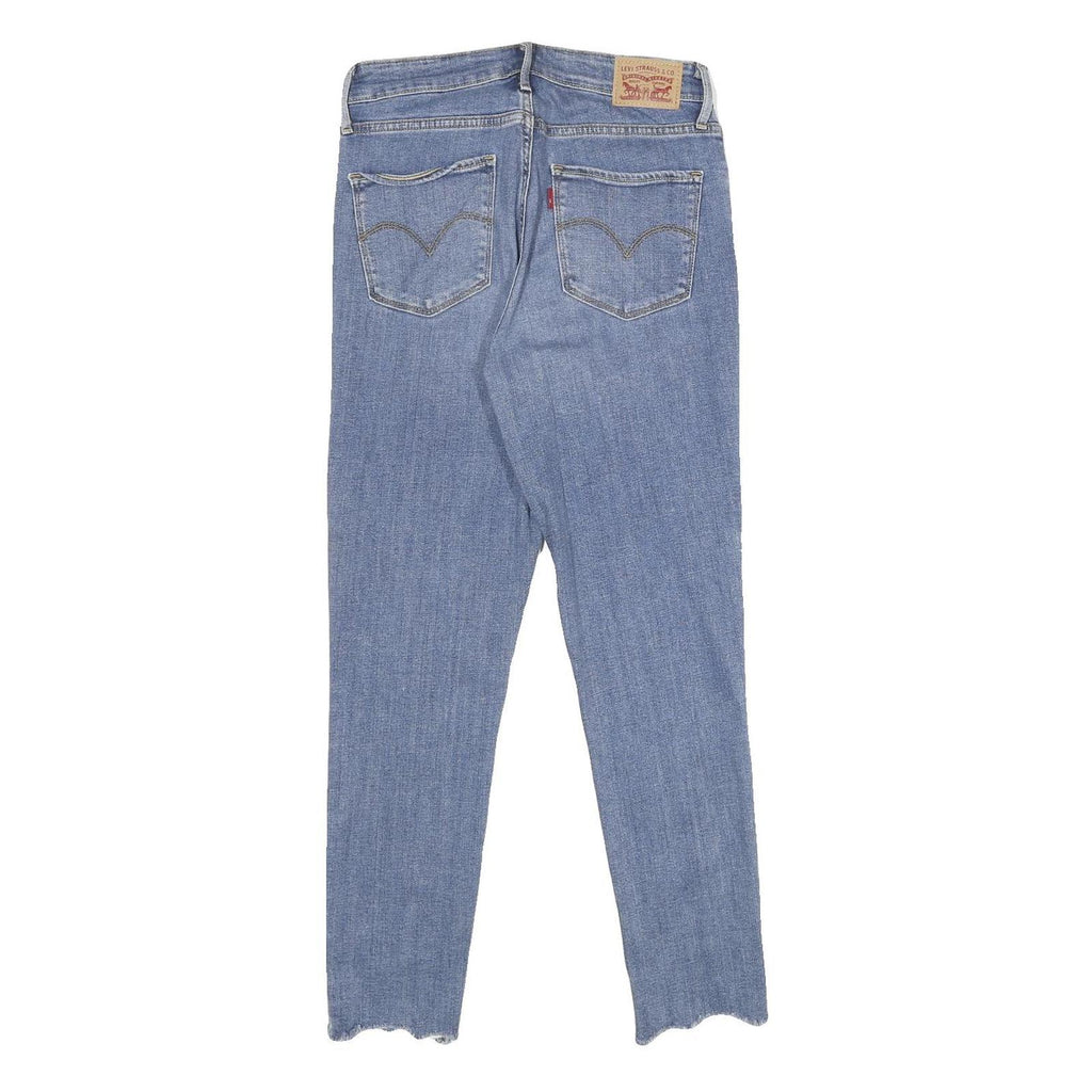 LEVI'S 721 High Rise Skinny Womens Jeans Blue Slim Denim W28 L27 Scalloped Hem