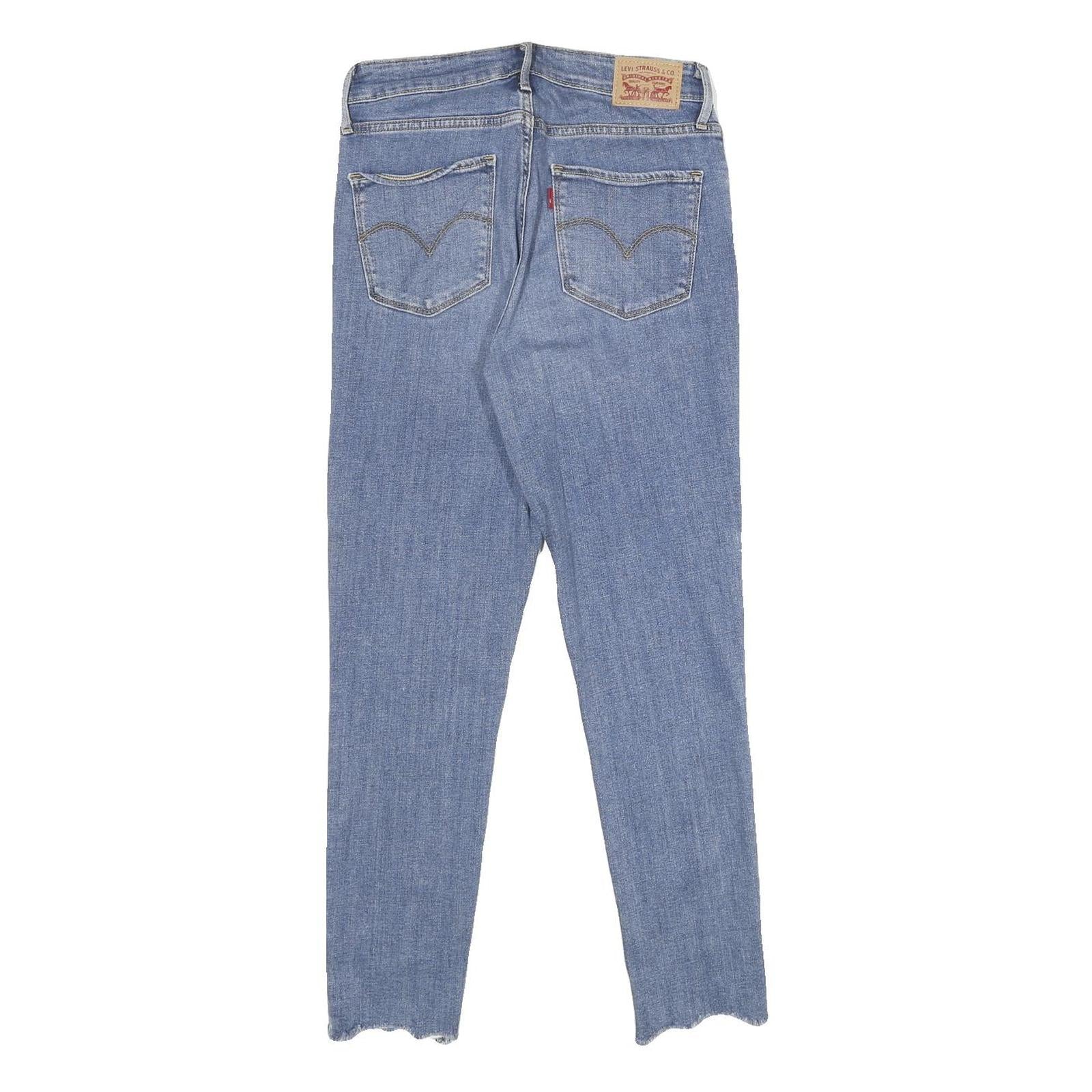 LEVI'S 721 High Rise Skinny Womens Jeans Blue Slim Denim W28 L27 Scalloped Hem