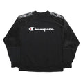 CHAMPION Womens Black Logo Tape Crew Neck M Sweatshirt Cotton Blend Soft