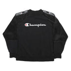 CHAMPION Womens Black Logo Tape Crew Neck M Sweatshirt Cotton Blend Soft