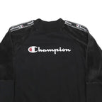 CHAMPION Womens Black Logo Tape Crew Neck M Sweatshirt Cotton Blend Soft