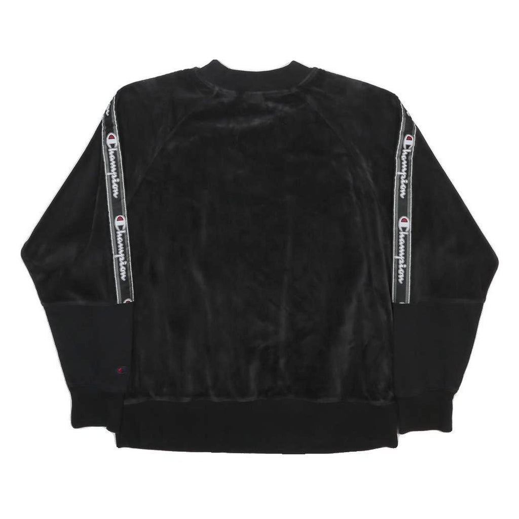 CHAMPION Womens Black Logo Tape Crew Neck M Sweatshirt Cotton Blend Soft