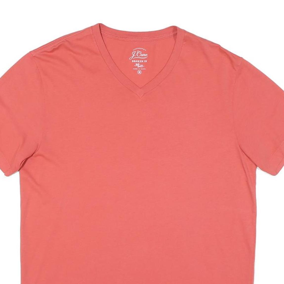 J.CREW Mens Coral Modern T-Shirt M Short Sleeve V-Neck Cotton Blend Casual