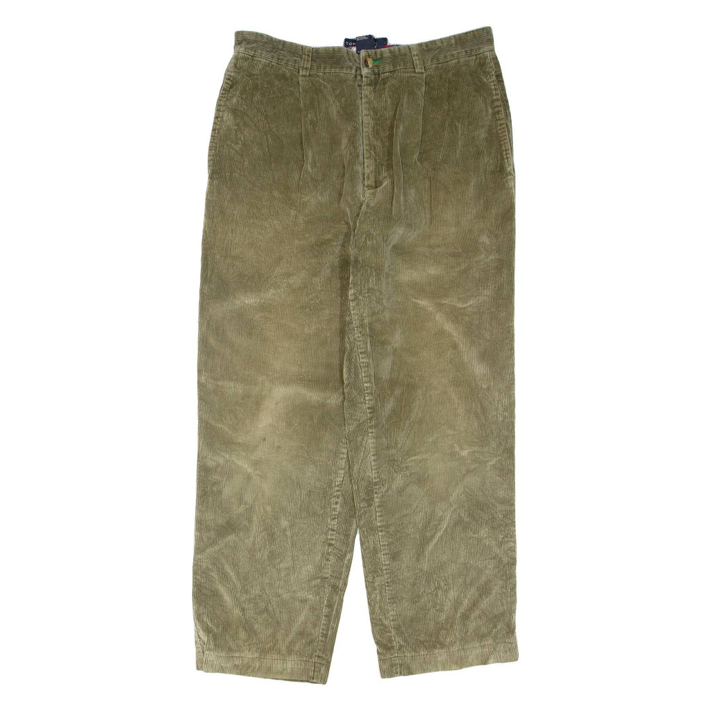 TOMMY HILFIGER Womens Corduroy Trousers Green Regular Tapered W32 L30
