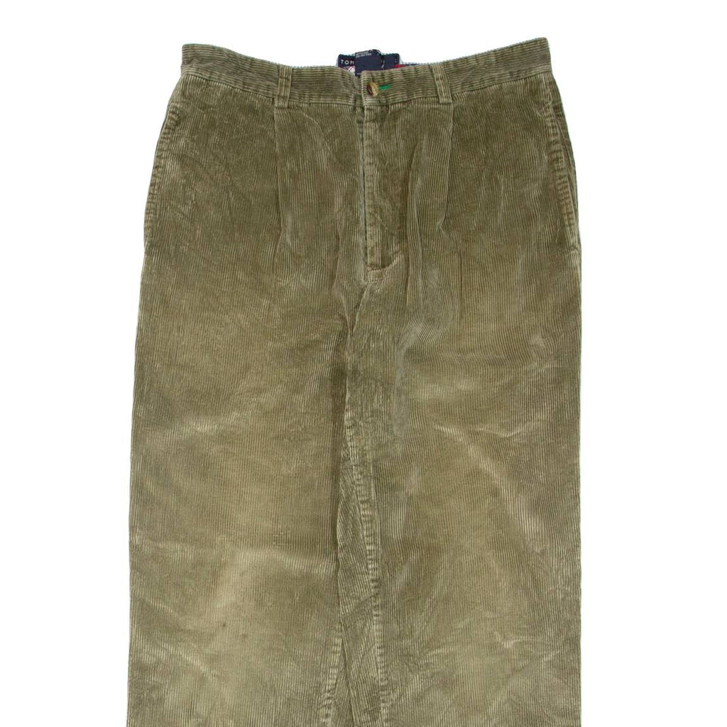 TOMMY HILFIGER Womens Corduroy Trousers Green Regular Tapered W32 L30