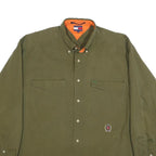 TOMMY HILFIGER Mens Green Long Sleeve Button Cotton Shirt L Casual Workwear