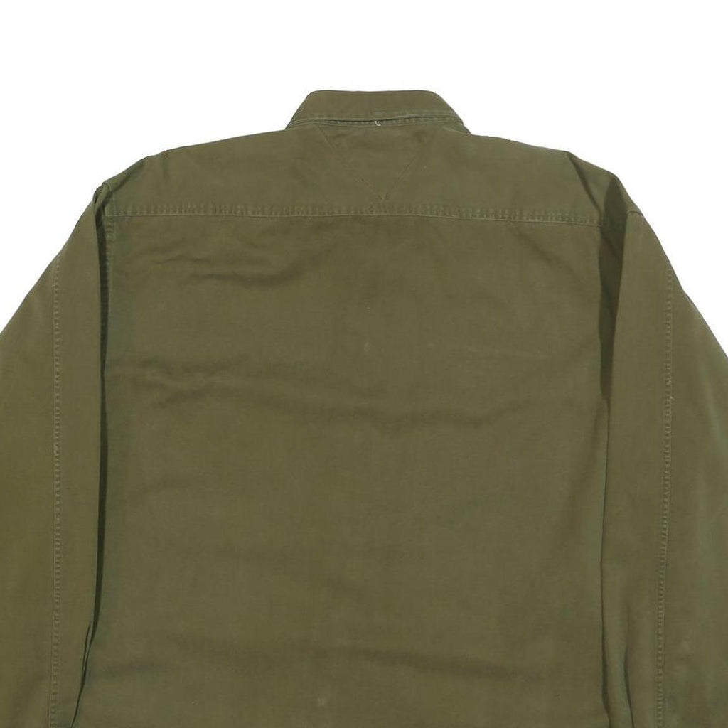 TOMMY HILFIGER Mens Green Long Sleeve Button Cotton Shirt L Casual Workwear