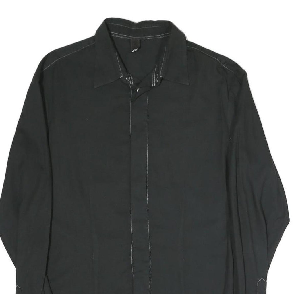 D&G Mens Black Cotton Blend Shirt S Designer Contrast Stitching Long Sleeve