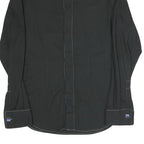 D&G Mens Black Cotton Blend Shirt S Designer Contrast Stitching Long Sleeve