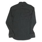 D&G Mens Black Cotton Blend Shirt S Designer Contrast Stitching Long Sleeve