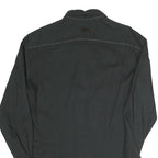 D&G Mens Black Cotton Blend Shirt S Designer Contrast Stitching Long Sleeve