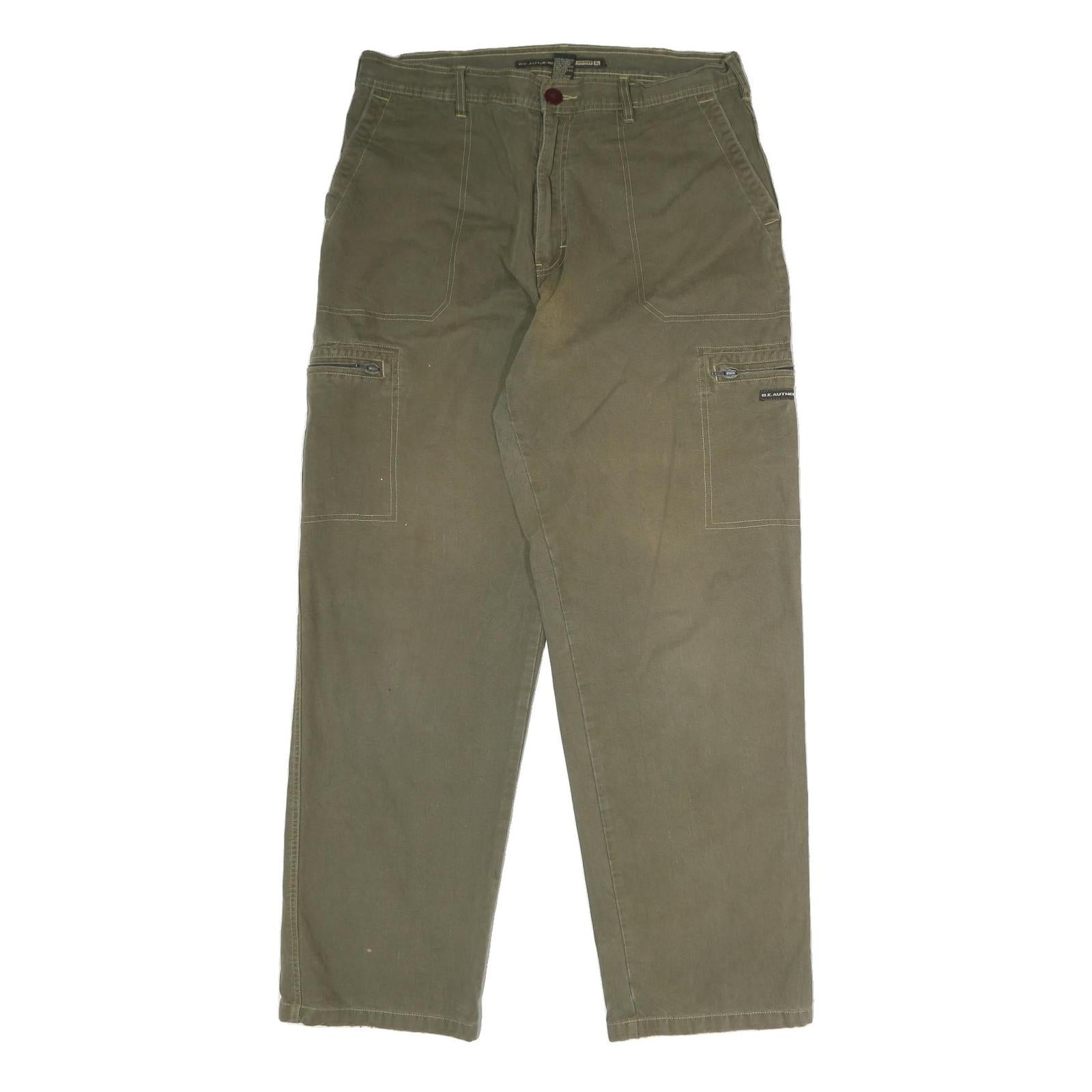 BE AUTHENTIC Mens Regular Fit Green Denim Regular Leg Cotton Blend W36 L31