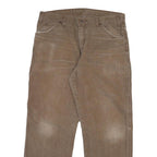 DICKIES Mens Cotton Blend Brown Regular Leg Trousers W36 L30 Workwear Zip