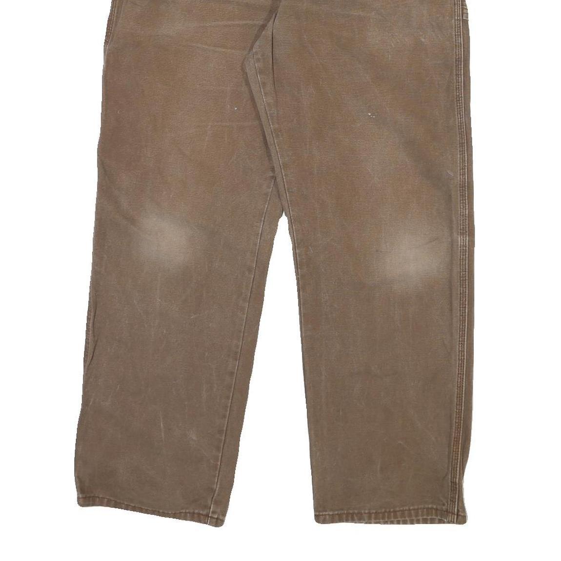 DICKIES Mens Cotton Blend Brown Regular Leg Trousers W36 L30 Workwear Zip