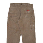 DICKIES Mens Cotton Blend Brown Regular Leg Trousers W36 L30 Workwear Zip