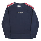 HOLLISTER Mens Navy Blue Crew Neck S Cotton Blend Sweatshirt Striped Sleeve