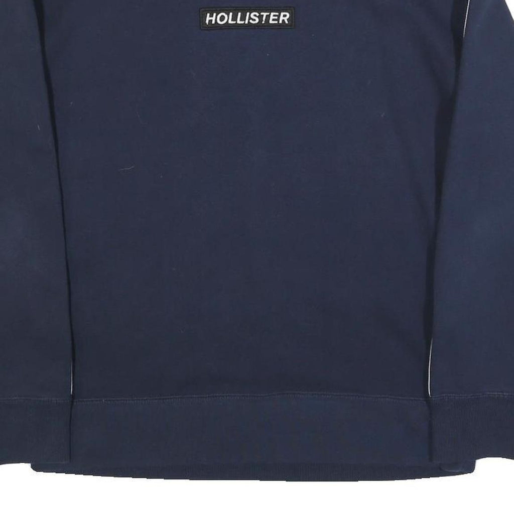 HOLLISTER Mens Navy Blue Crew Neck S Cotton Blend Sweatshirt Striped Sleeve