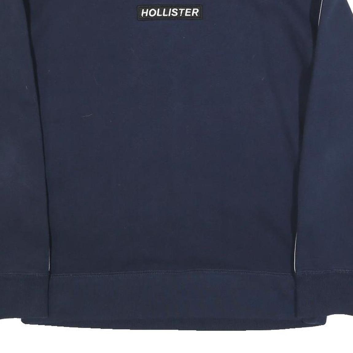 HOLLISTER Mens Navy Blue Crew Neck S Cotton Blend Sweatshirt Striped Sleeve