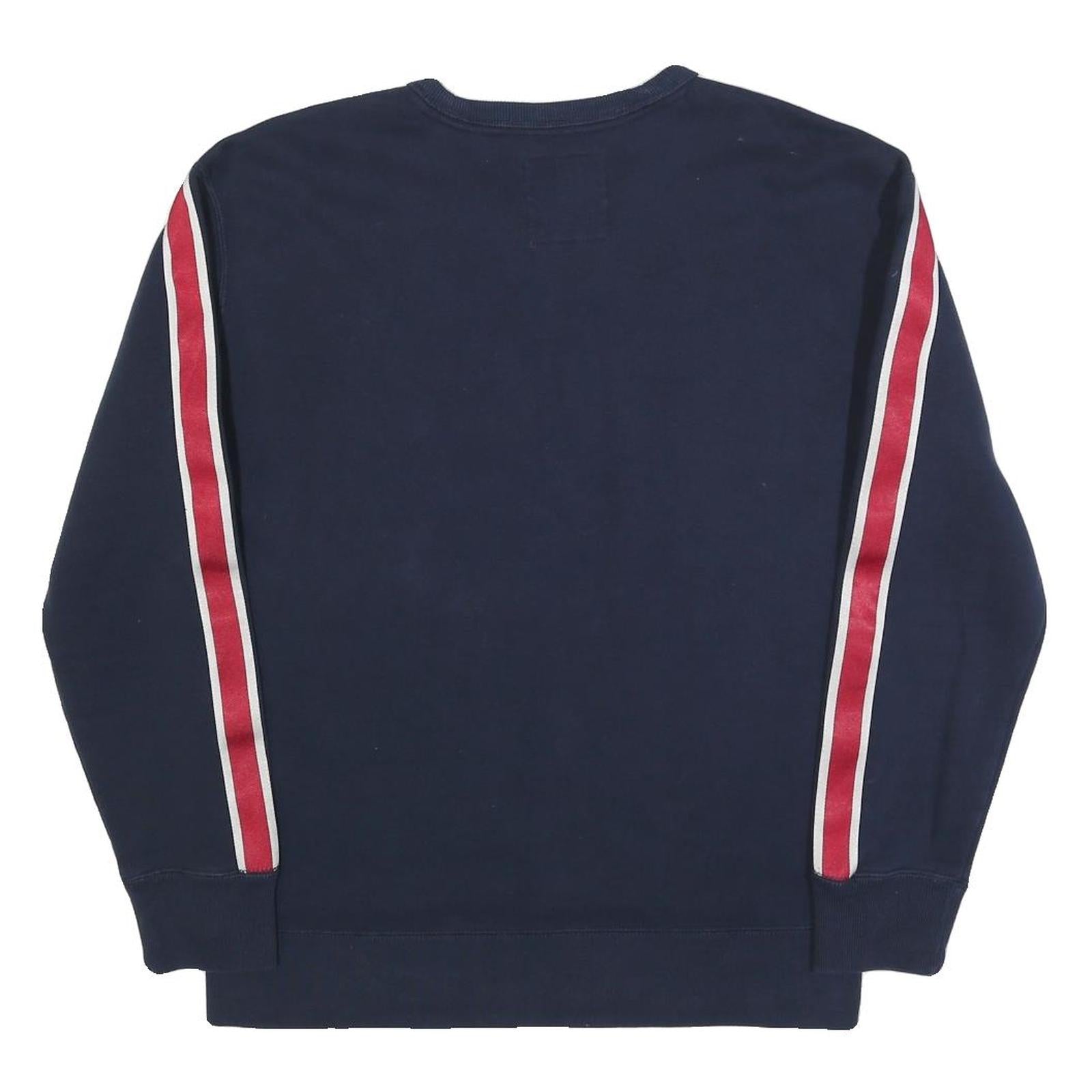 HOLLISTER Mens Navy Blue Crew Neck S Cotton Blend Sweatshirt Striped Sleeve