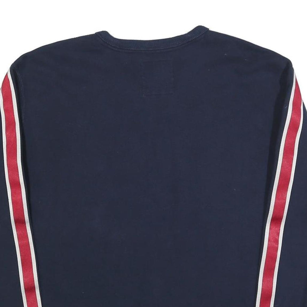 HOLLISTER Mens Navy Blue Crew Neck S Cotton Blend Sweatshirt Striped Sleeve
