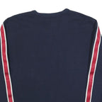 HOLLISTER Mens Navy Blue Crew Neck S Cotton Blend Sweatshirt Striped Sleeve